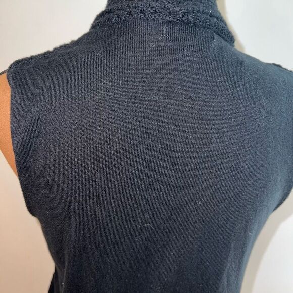 Croft & Barrow, Black Textured Knit Pointed Draped Open Front Vest Women’s Small - Picture 11 of 12